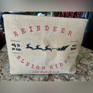 Reindeer Sleigh Rides Burlap Holiday Basket